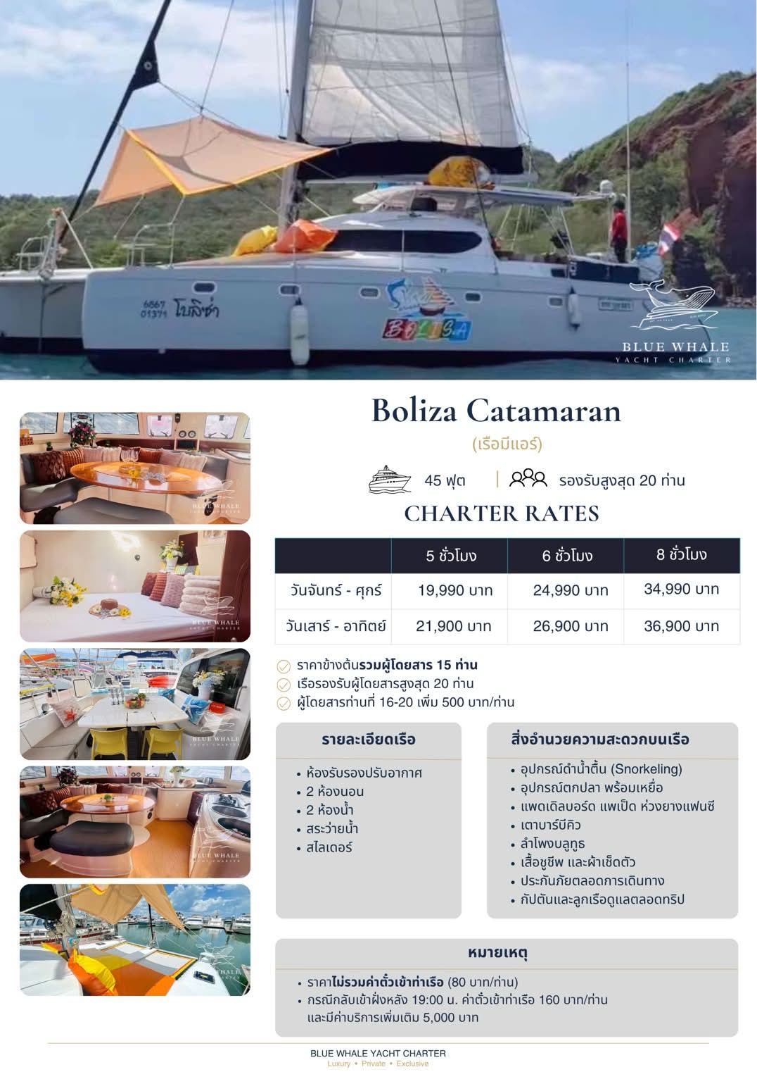 Boliza Catamaran exterior, supplied business poster