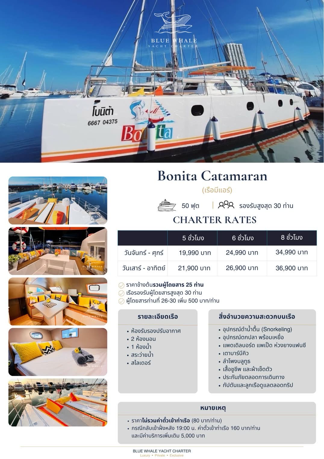Bonita Catamaran exterior, supplied business poster